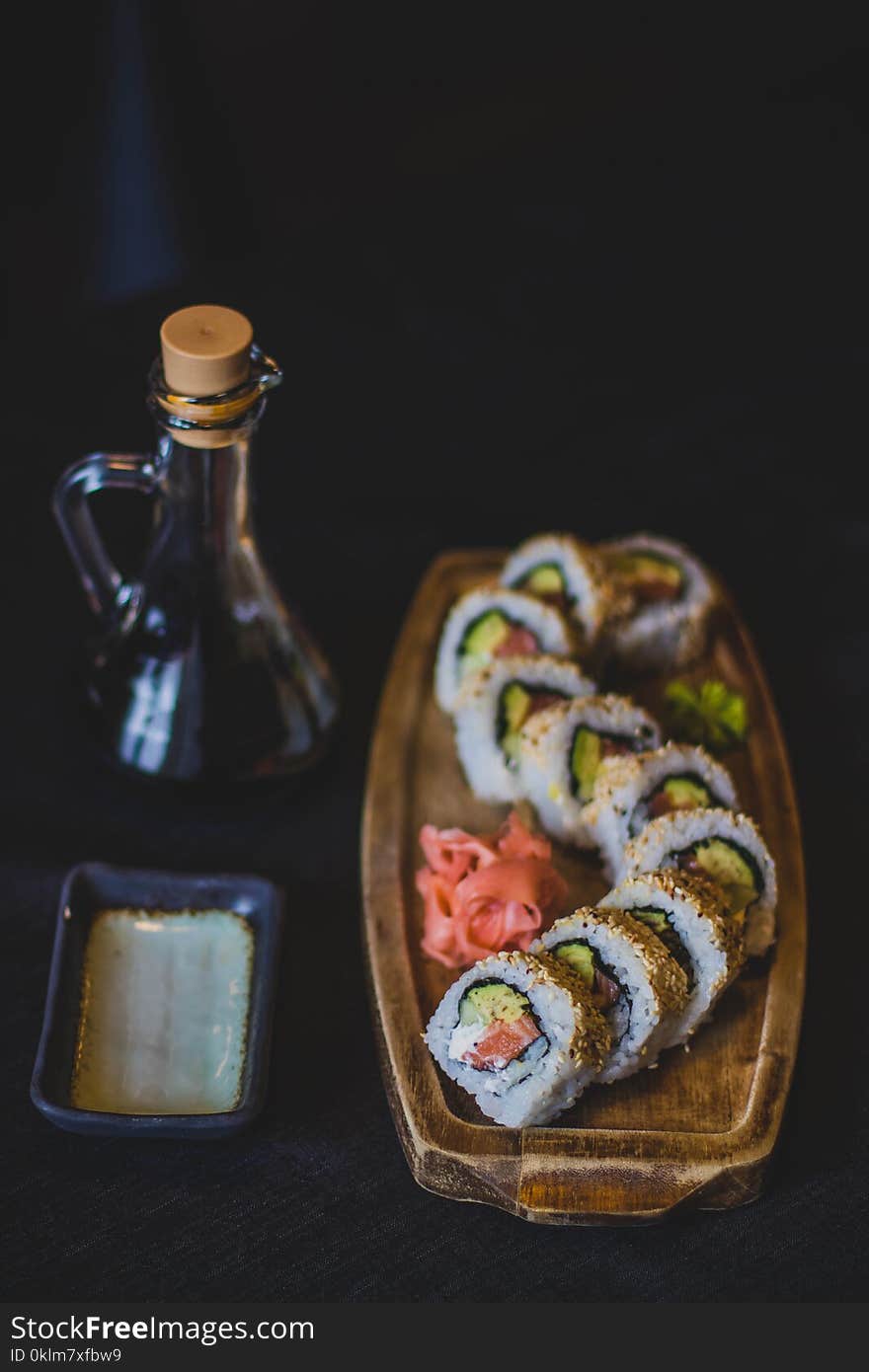 Sliced Sushi on Tray