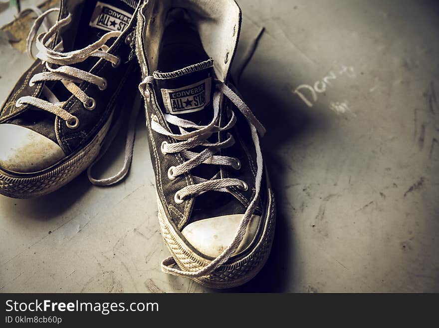 Pair of Black Converse All-star Low-tops