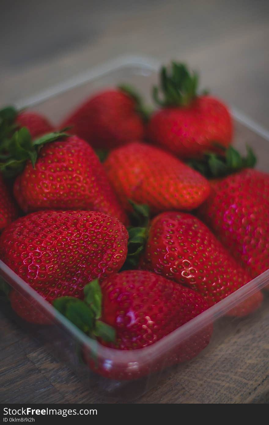 Strawberries on Clear Plastic Container