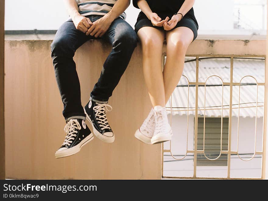 Woman Wearing White High-top Shoes