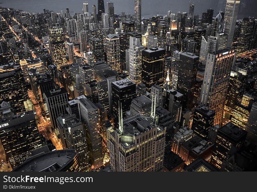 Aerial Photography of Building City Lights