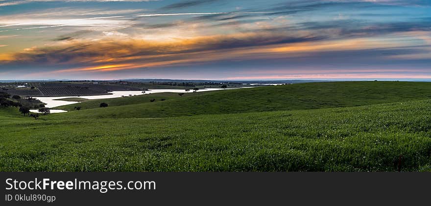 Sky, Grassland, Field, Horizon