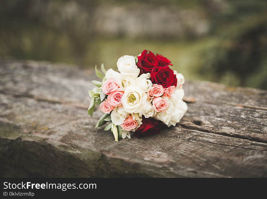 Beautiful Wedding Bouquet With Different Flowers, Roses