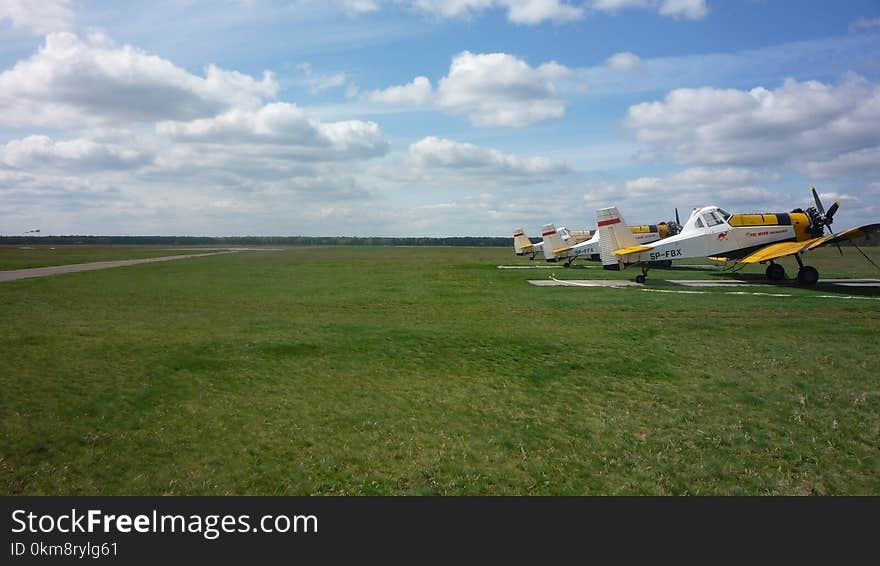 Aircraft, Airplane, Field, Grassland