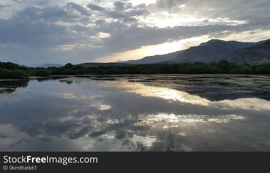 Reflection, Loch, Sky, Waterway