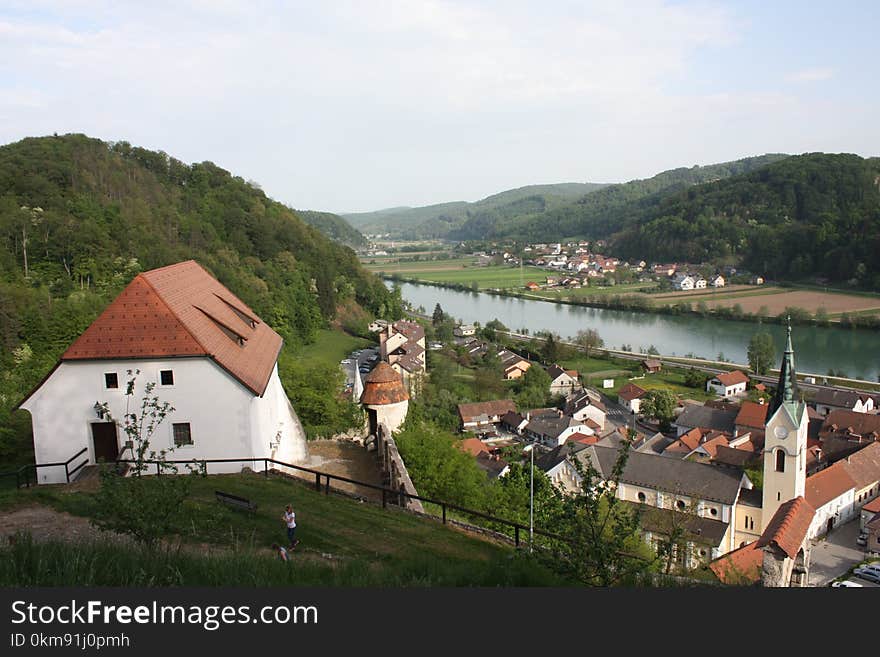 Village, City, Tree, River