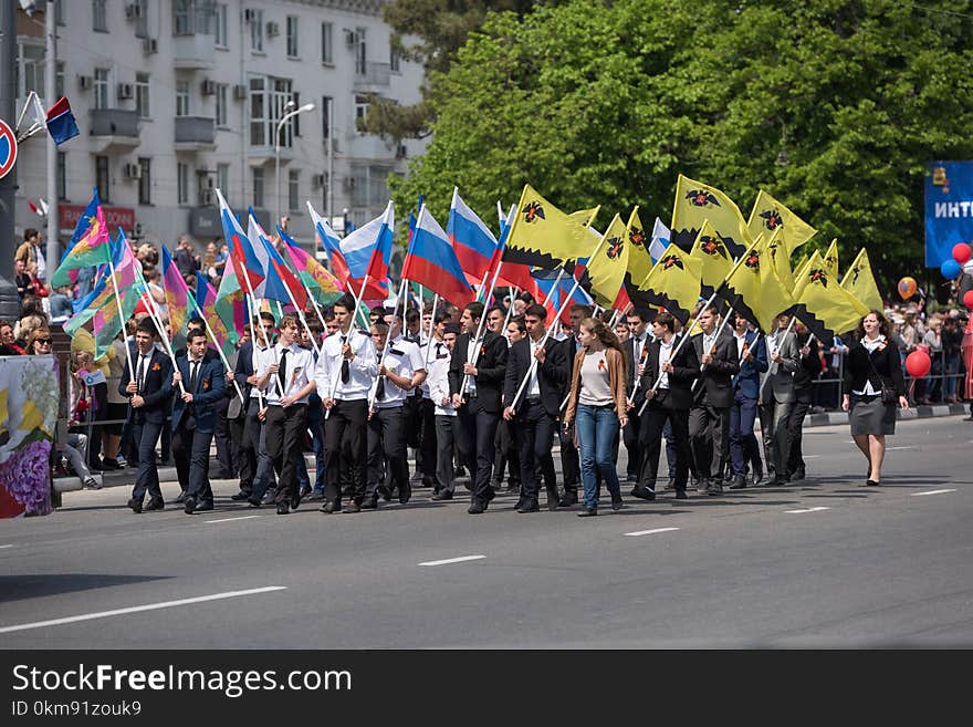 Crowd, Marching, Parade, Street