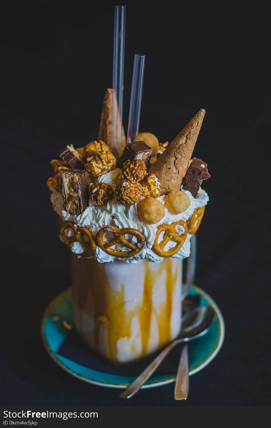 Frappe With Pretzels and Chocolate Cones