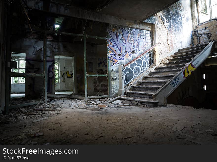 Graffiti Painted on Wall in Abandoned Building