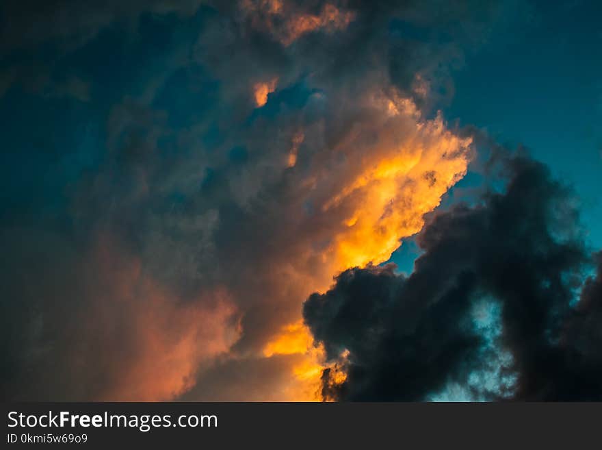 Orange, Black, and Blue Skies during Sunset