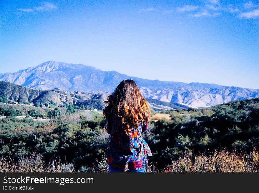 Woman Wearing Blue Clothes at Daytime