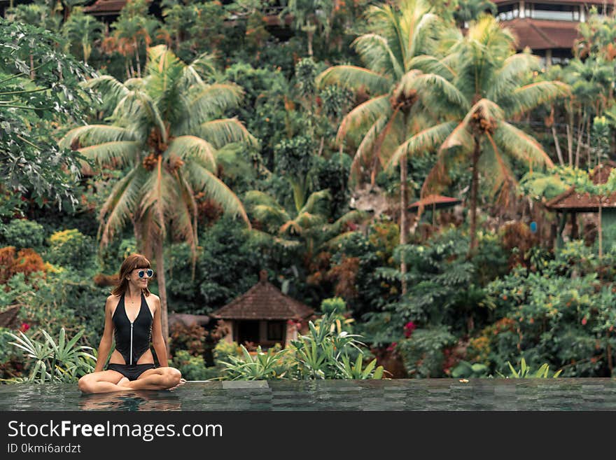 Woman Wearing Black Monokini