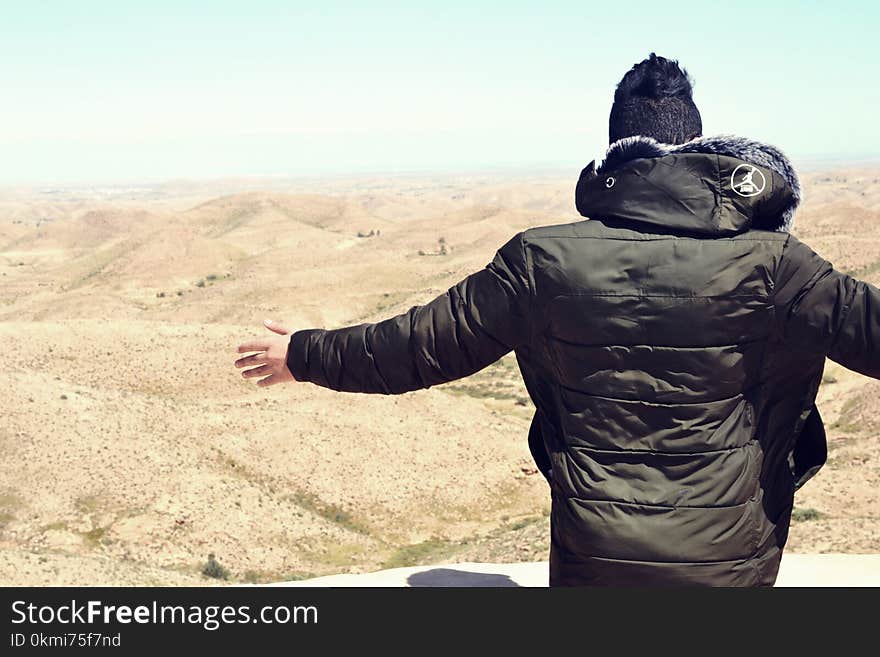 Man Wearing Black Hoodie