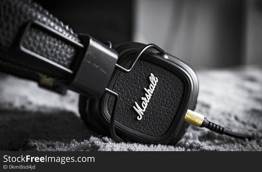 Selective Focus Photography of Marshall Corded Headphones