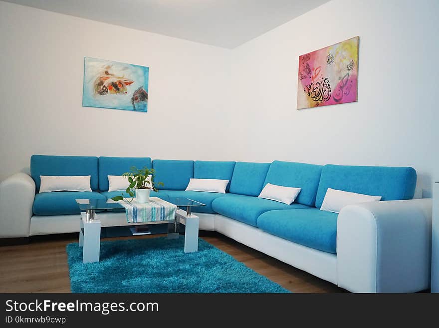 Blue, Living Room, Property, Room