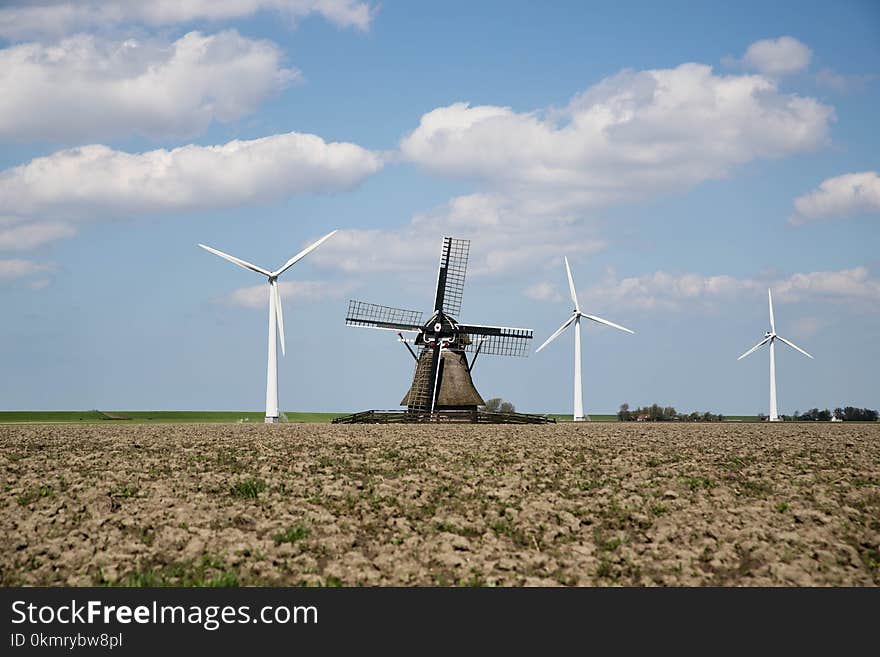 Windmill, Wind Farm, Wind Turbine, Field