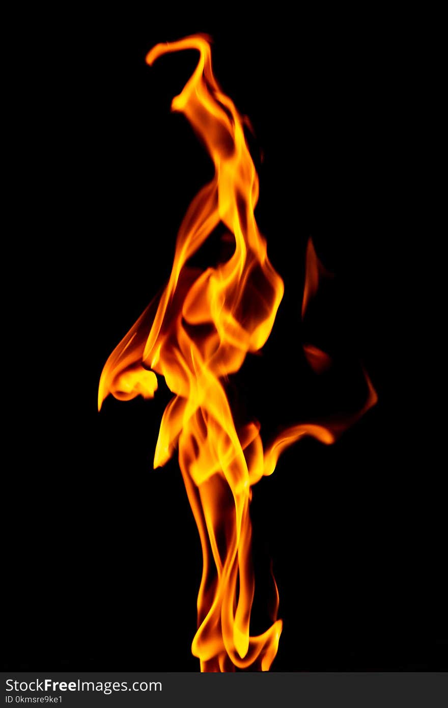 Red flame of fire on a black background .