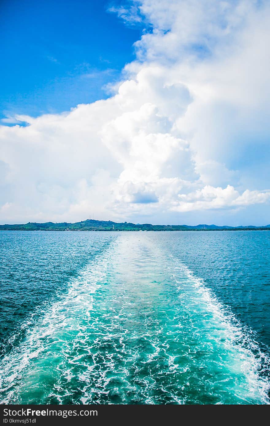 Water trace behind the boat