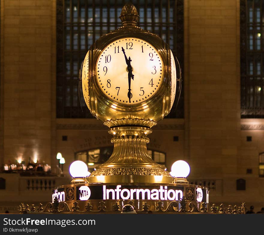 Gold Station Clock at 11:30