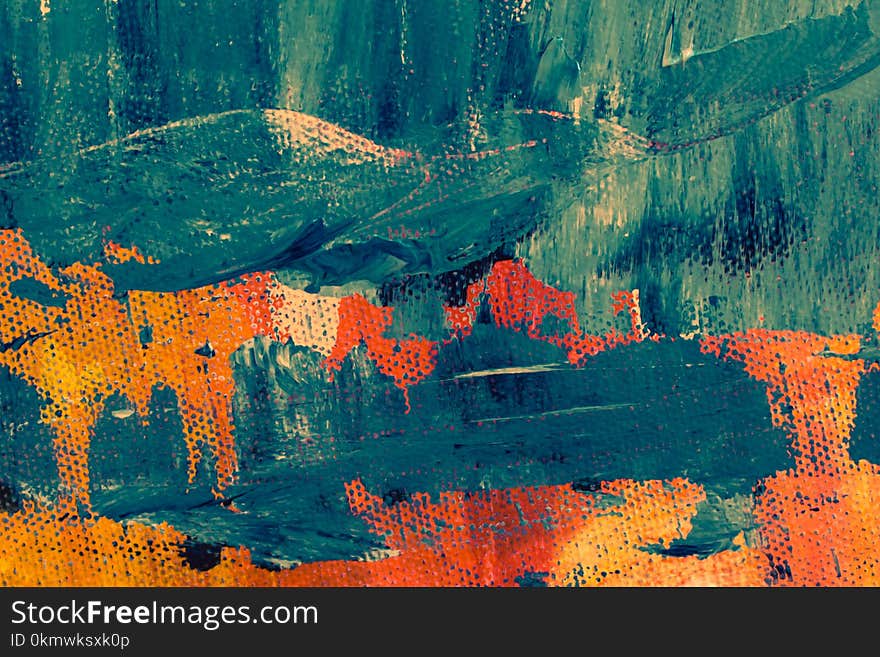 Teal and Orange Abstract Painting