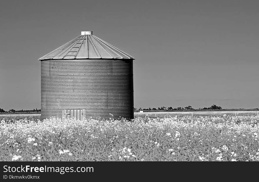 Metal Building Grayscale Photo