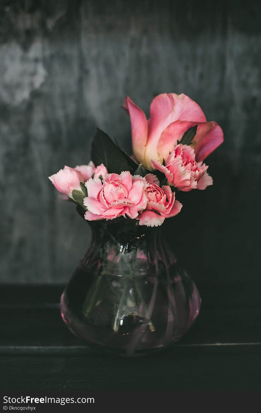 Pink Carnation Flowers and Pink Rose Flowers Centerpiece