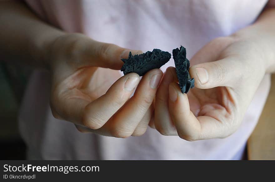 Person&#x27;s Hand Holding Black Biscuit