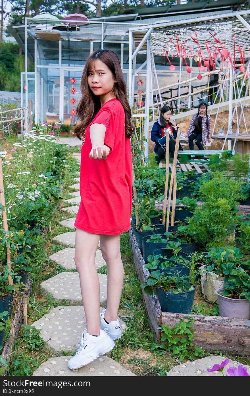 Woman Wearing Red Dress