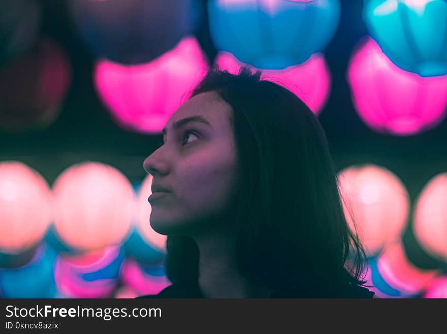 Woman in Portrait Photo With Bokeh Effect Background