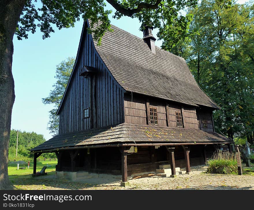 Barn, House, Farmhouse, Log Cabin