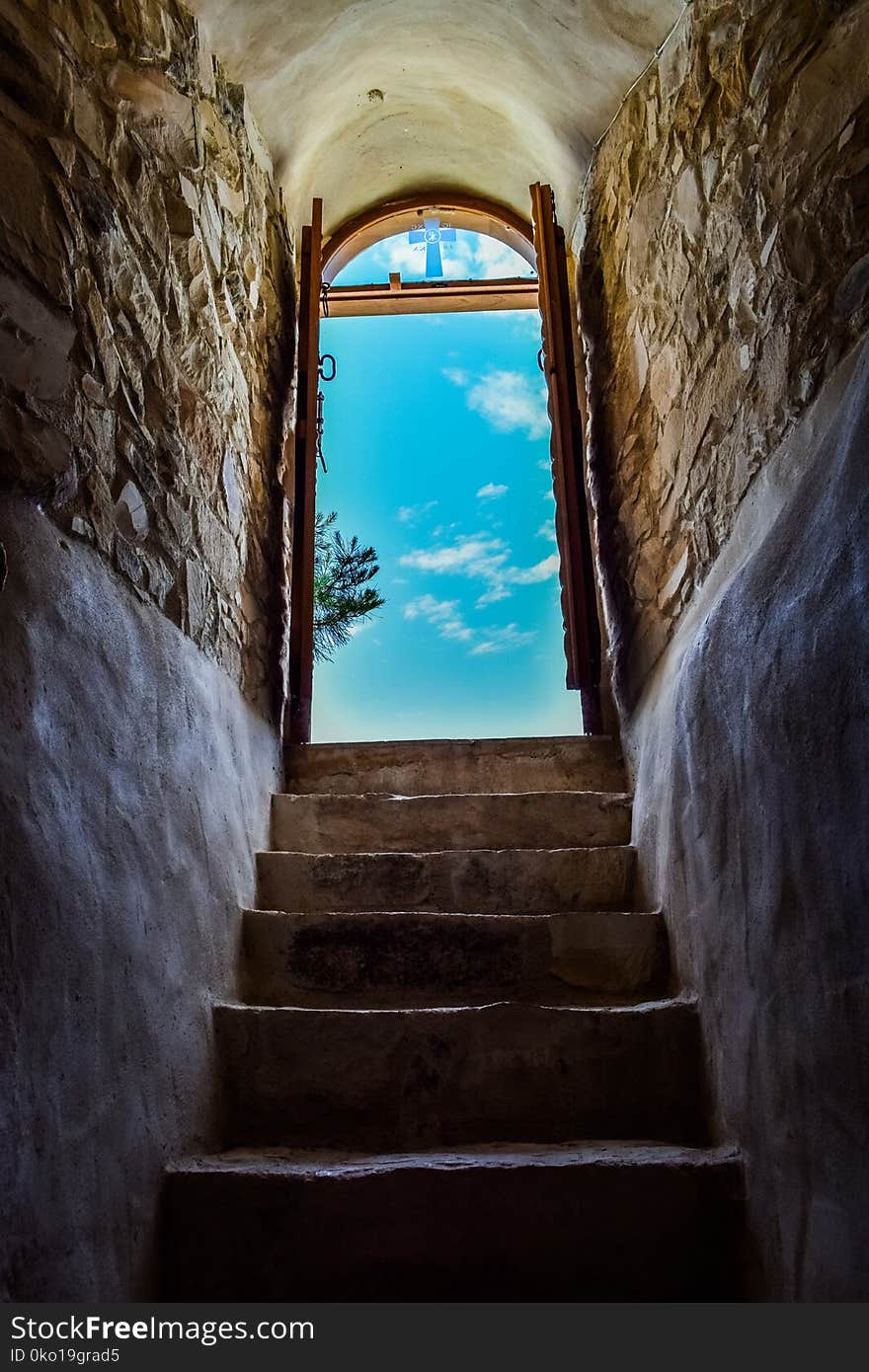 Blue, Wall, Sky, Arch