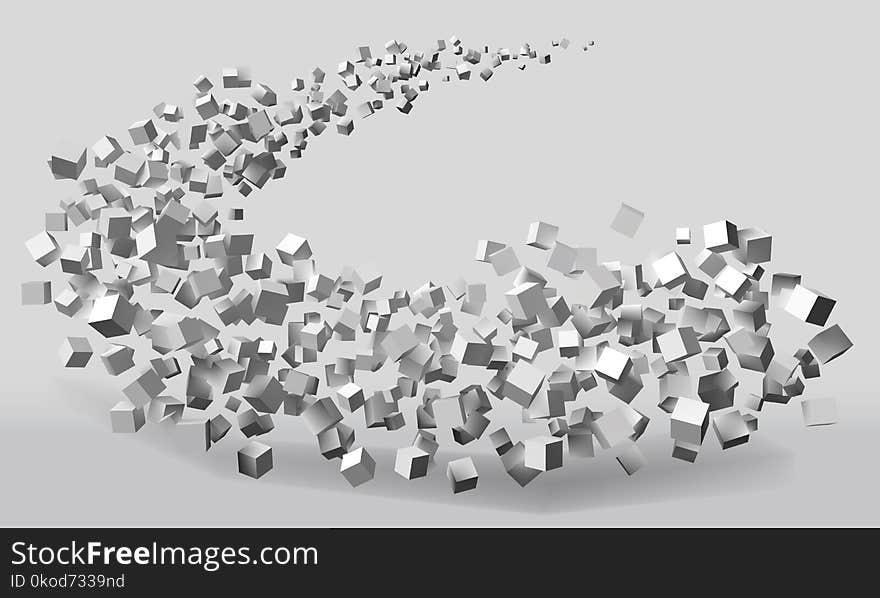 Big stroke motion formed by random sized cubes. suitable for technology and abstract themes