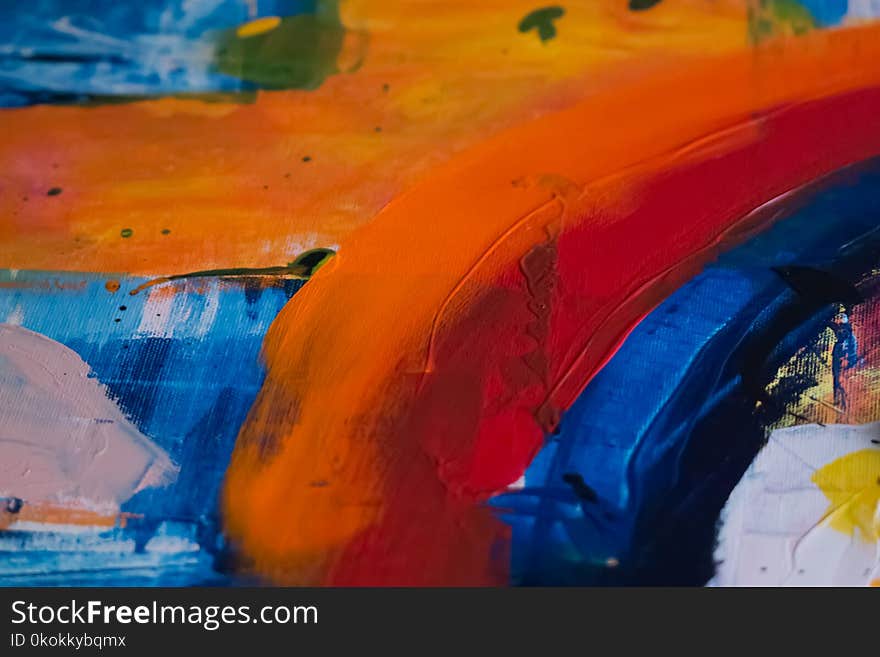 Orange and Multicolored Abstract Painting