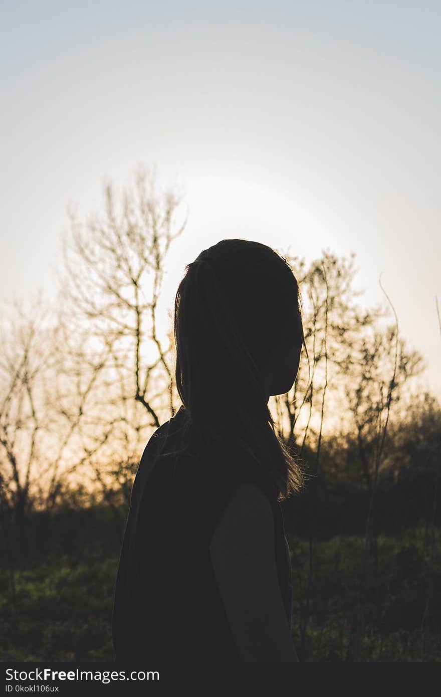 Silhouette of Woman during Sunset