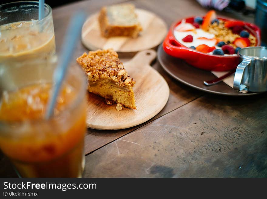 Sliced Cake on Brown Chopping Board