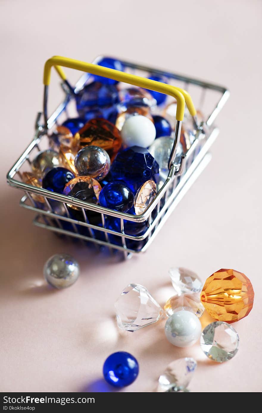 Assorted-color Ornaments in Gray Steel Crate