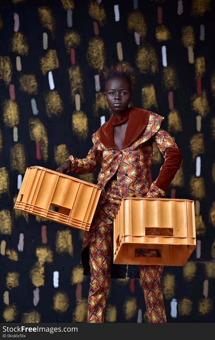 Woman Carrying Crates