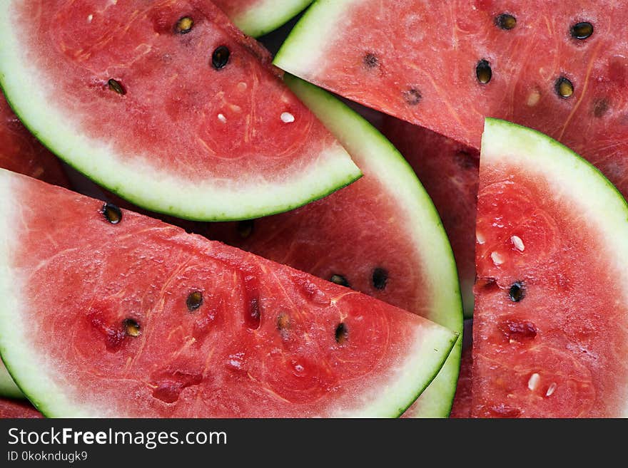 Close-Up Photography of Sliced Watermelons