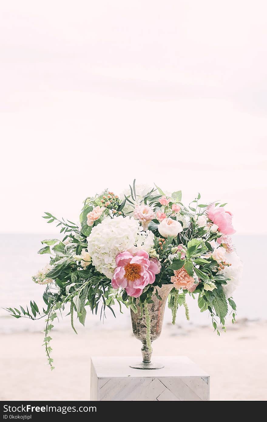 Photo of White and Pink Flowers on Gray Vase