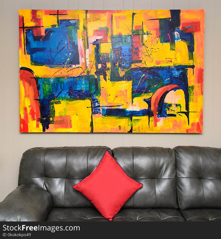 Abstract Color Painting on White Painted Wall