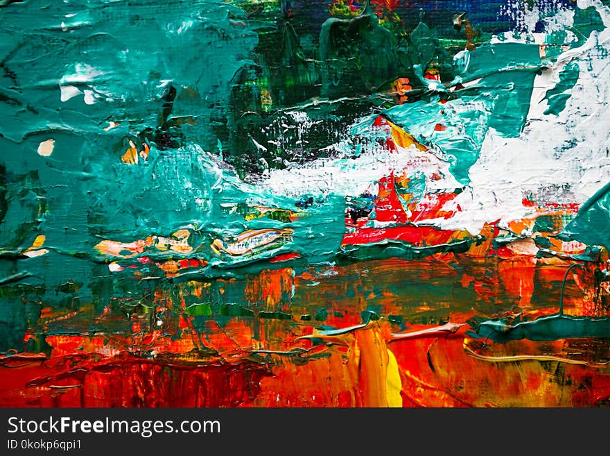 Green and Red Abstract Painting