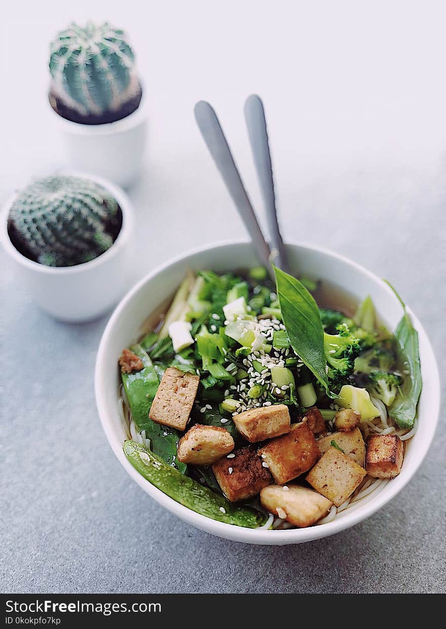 Cooked Food With Meats and Vegetables Inside White Bowl