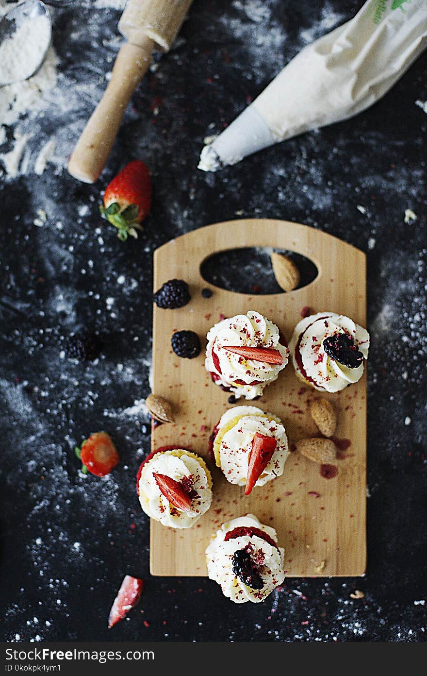 Closeup Photo of Cupcakes on Chopping Board