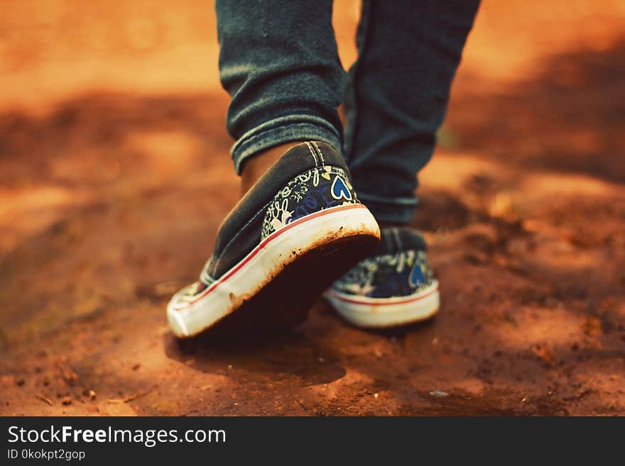 Person Wearing Black Low-top Sneakers and Black Jeans