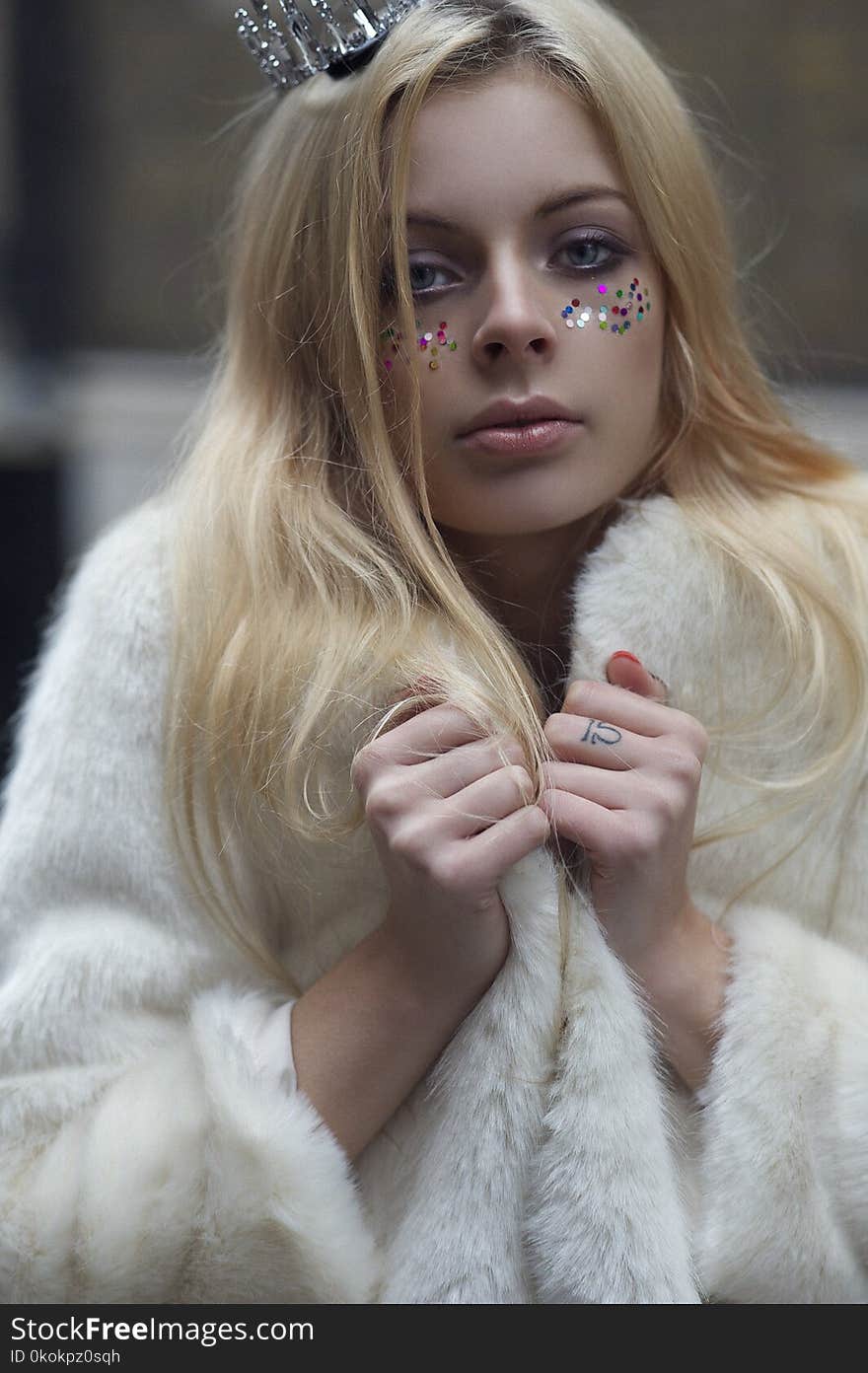 Woman In White Fur Coat