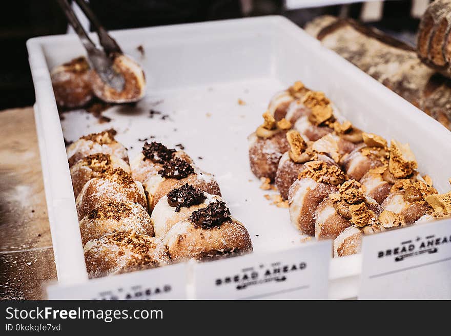 Doughnuts Served on White Tray