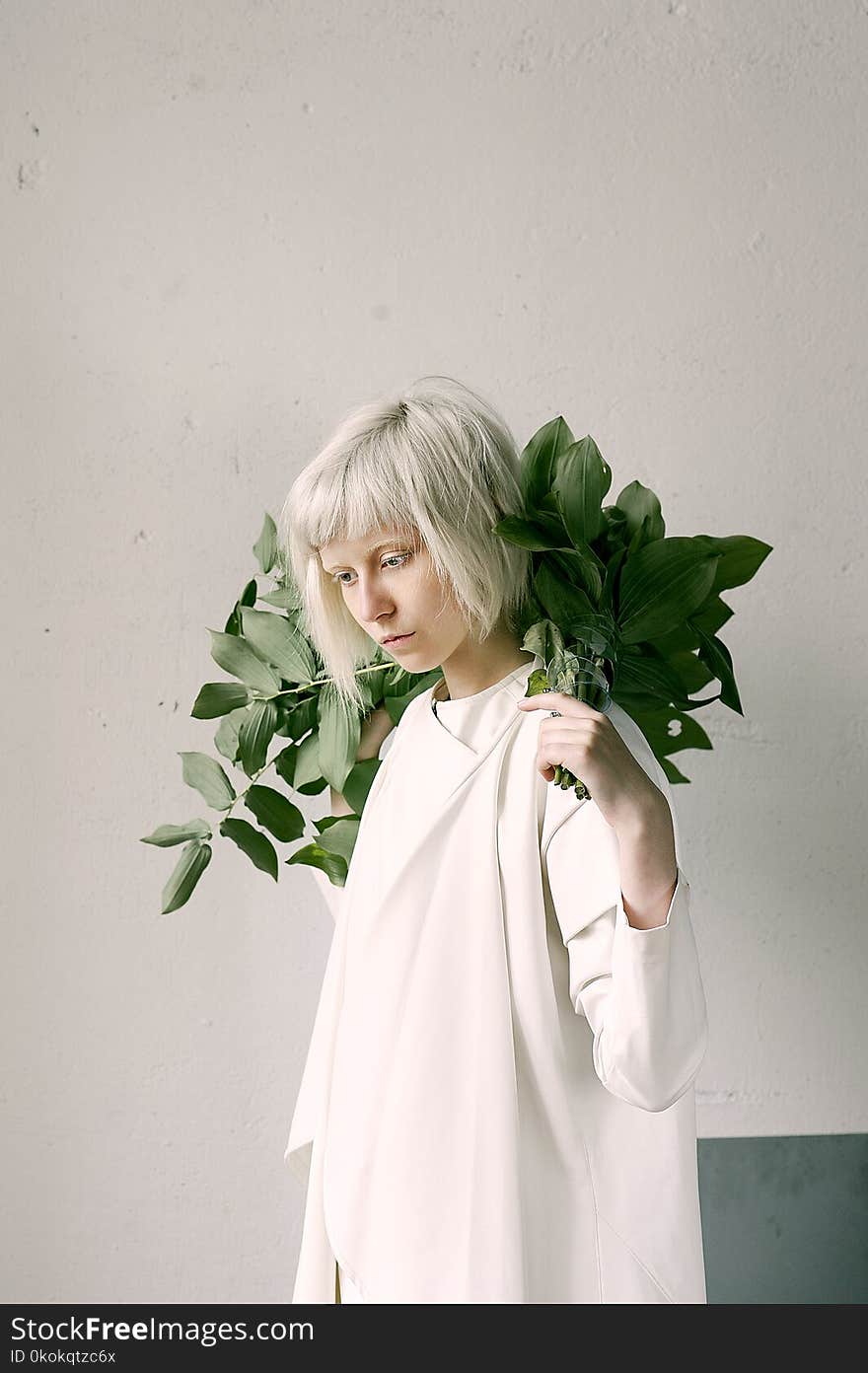 Photography of a Woman Holding Green Leaves