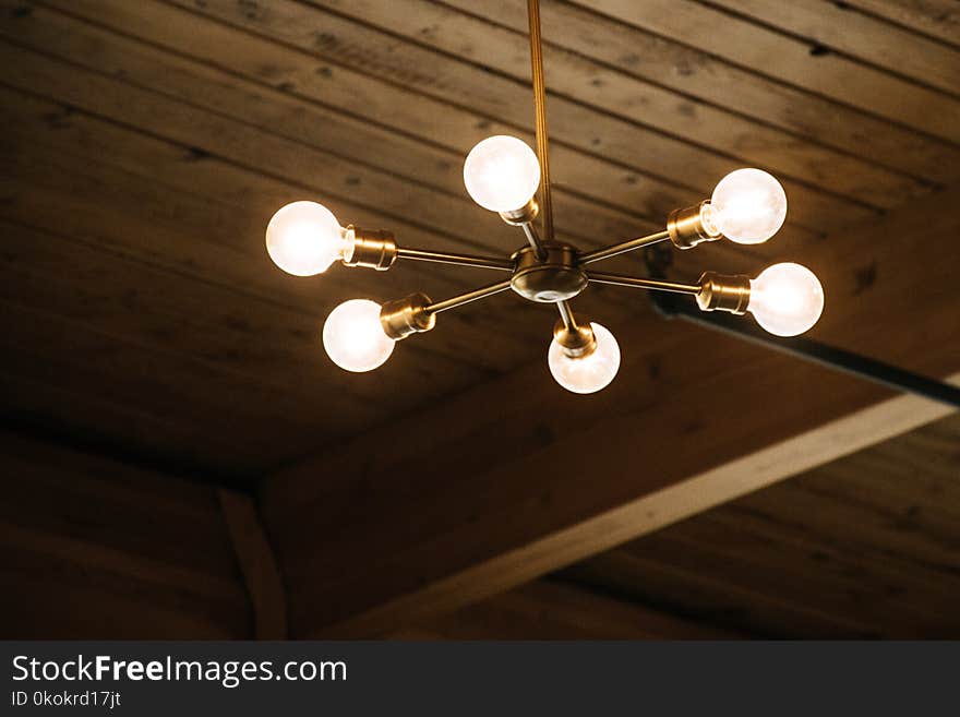 Lighted Brass Chandelier