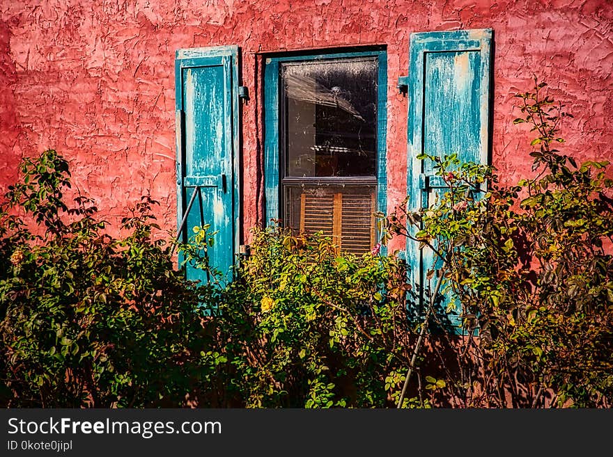 Blue, Wall, Window, House