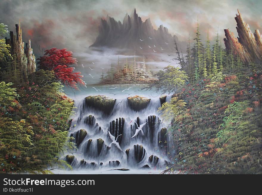 Nature, Painting, Leaf, Water Feature